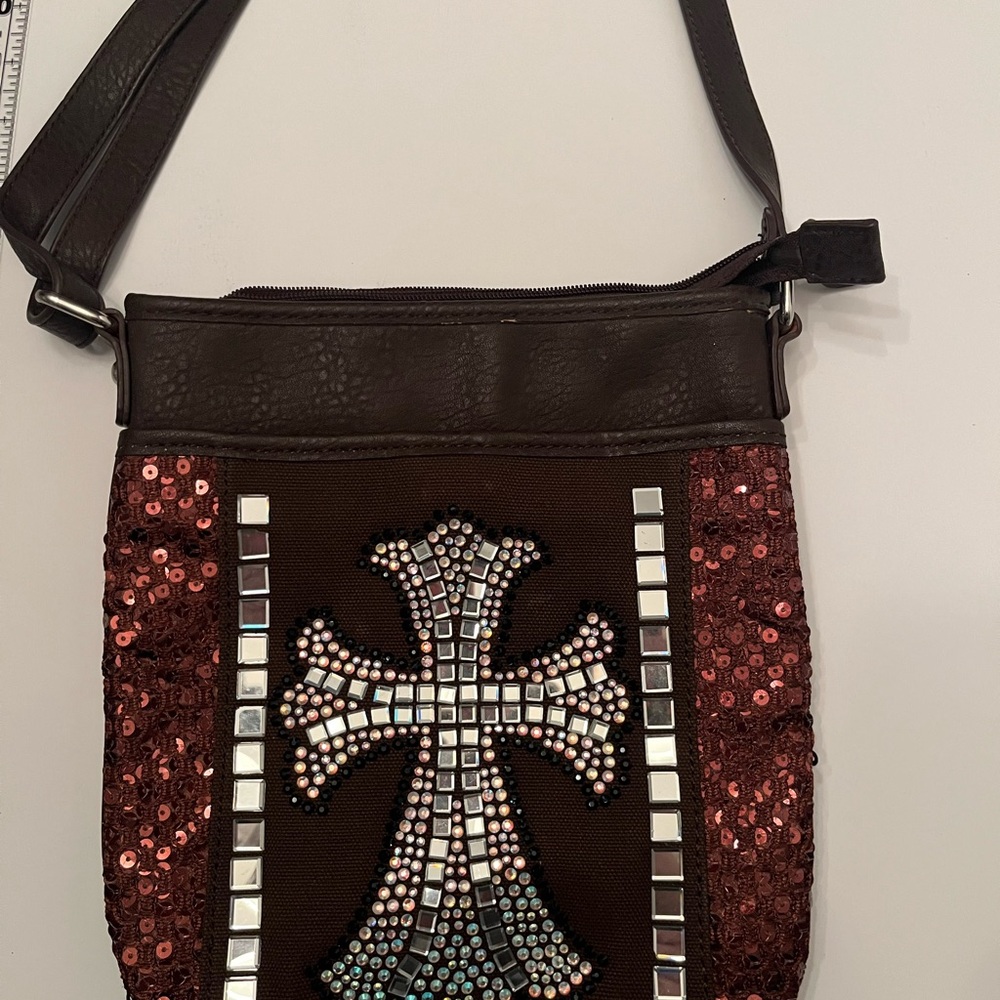 Crossbody Western Cross Rhinestone Embellished w/sequins & mirrors